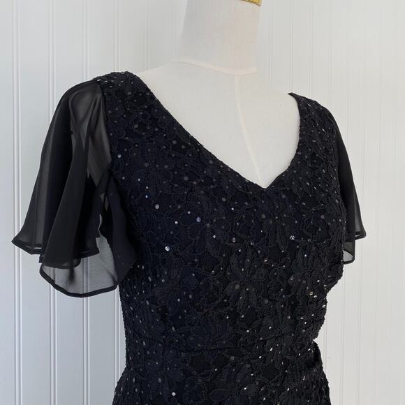 Vintage Womens Whimsigoth Lace Maxi Dress Size 5 Sequins Empire Waist 90s Glam - Picture 5 of 16